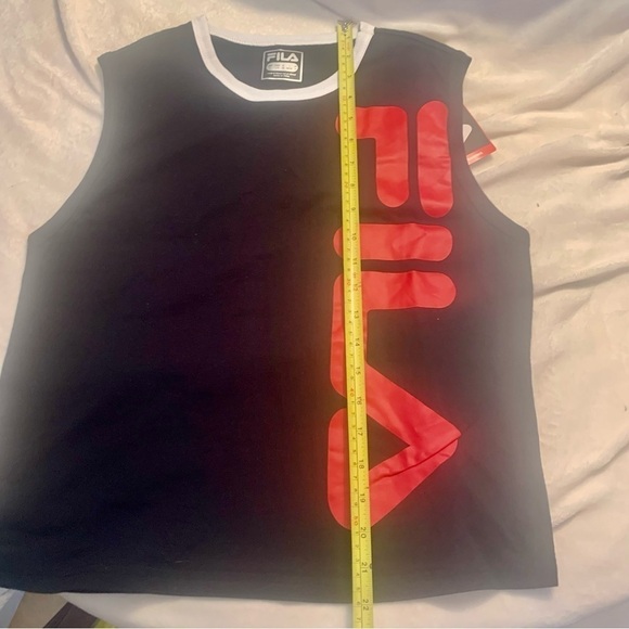 FILA Muscle Top Large (Girls /Unisex) FILA Logo Black Red 100% Cotton Tank - Picture 13 of 14